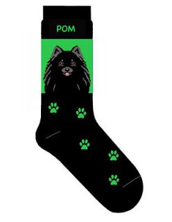 Pomeranian Black Dog Socks Lightweight Cotton Crew Stretch Egyptian 