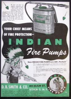 1947 SMITH Indian Fire Pump magazine Ad for Home, Farm, Camp, Forest 