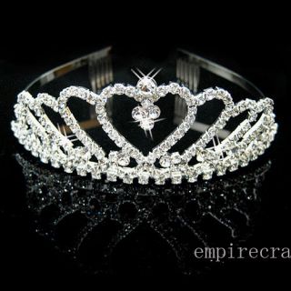 Bridal Wedding Heart Tiara use Sparkling Swarovski Crystal 0017d FREE 