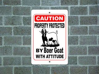 Property protected by Boer Goat with attitude metal aluminum tin sign 