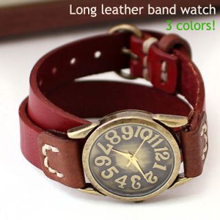 DON BOSCO]Genuine leather LONG band fashion wristwatch ant​ique 