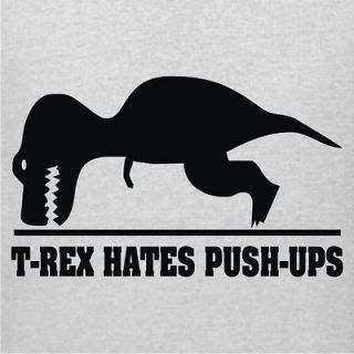 Rex Hates Push Ups Funny Gray T Shirt Size Large