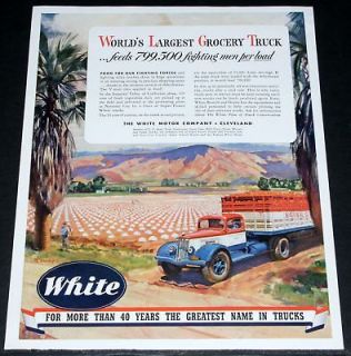 1943 OLD WWII MAGAZINE PRINT AD, WHITE TRUCKS & IMPERIAL VALLEY 