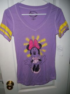 New Womens Disney Minnie Mouse w/bow Lavender Tee T Shirt size S 