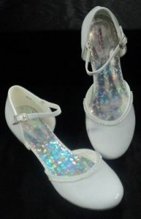 NEW Flower GIRLS KIDS WHITE DRESS SHOES with Pearls/Pageant Wedding 