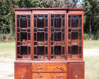 Unique China Cabinet with Convex Glass Doors Antique 1930s Secretary