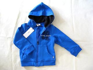   Hugo Boss Baby Boy Blue Block Printed Hooded Zip Up Jacket Top Size 3A