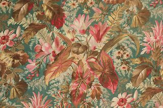   French printed cotton fabric c1890 Belle Epoque floral botanical old