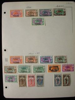 Overprint CHAD Republique Francaise STAMPS 1 Page Old Collection LOT 