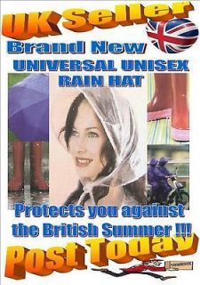 Unisex Emergancy Rain Mate Hat Bonnet Hood Ideal for shopping camping 