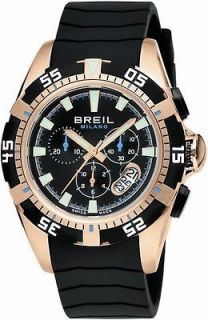Breil Milano Mens Swiss Chronograph Automatic Black Leather Watch 