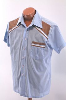   Mens Short Sleeve Shirt   Vintage Bowling   Mens Medium SS Striped