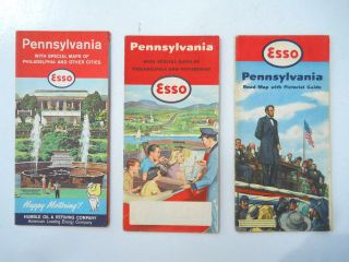 Esso Gas Oil Road Map Pennsylvania PA Vintage!