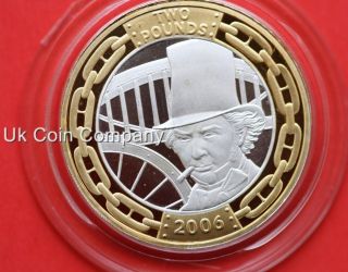 2006 UK ISAMBARD BRUNEL THE MAN GOLD SILVER PROOF £2 TWO POUND COIN 
