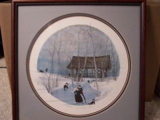 Buckley Moss Print ~ Winter in Long Grove ~ #735/1000 Framed 