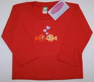 Cute Kissing Fish Heart Bubbles Long Sleeve 24 Month Red Infant Baby 
