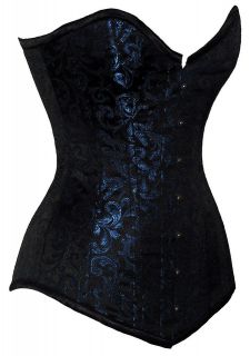   Fully Steel Boned Heavy Extra Long Blue Brocade Corset Highest Quality