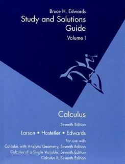 Study and Solutions Guide Calculus Vol. 1 Chapters P 10 by Bruce H 