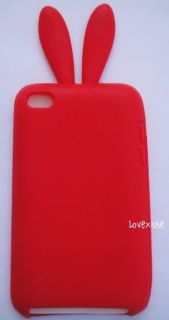 iPod Touch 4th Gen   SOFT SILICONE RUBBER SKIN CASE COVER RED BUNNY 