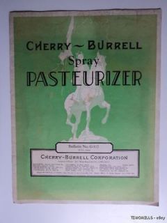 Vintage Cherry Burrell Dairy Pasteurizer Catalog 1930