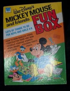 Vtg 1981 WALT DISNEYS MICKEY MOUSE FRIENDS FUN BOX Game Paper Toy Lot 