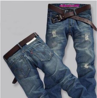 Classic Men Stylish Designed Straight Slim Fit Trousers Casual Jean 