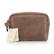 23744 auth BRUNELLO CUCINELLI taupe suede Vanity Case Cosmetic Bag NEW