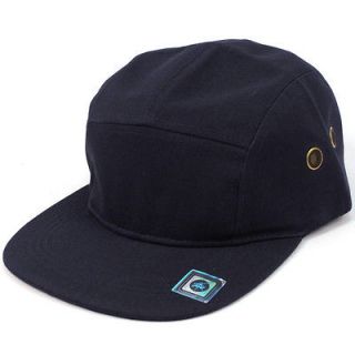   Panel Solid Biker Snapback Adjustable Leather Cadet Cap Hat Navy