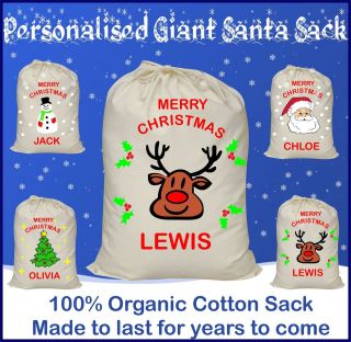 New X Large Christmas Xmas Santa sack stocking gift personalised name 
