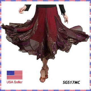 SGS17MC (S XL) New Women Ballroom Smooth Tango Flamenco Dance Skirt