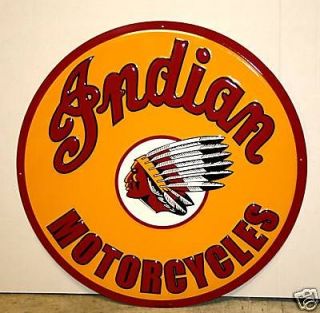 INDIAN MOTORCYCLES 24 ROUND METAL GAS SIGN