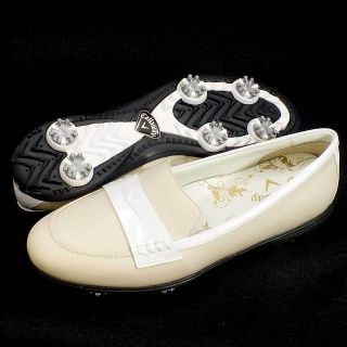 Callaway Moc Womans Couture Bone/White Leather Ladies Golf Shoe 7 