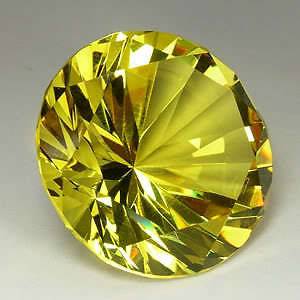 SIMULATED LAB CANARY YELLOW SAPPHIRE HUGE BRILLIANT ROUND (40 mm 