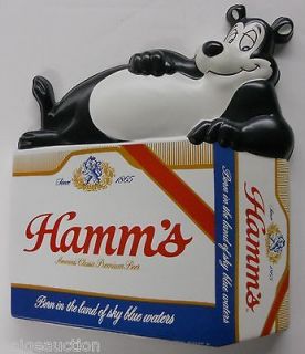 Hamms Beer Sign with Bear and 12 Pack Case of cans