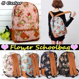   Girl Student Fashion Vintage Cute Flower Schoolbag Campus Bag Backpack