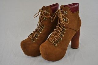 JEFFREY CAMPBELL EVEREST LACE UP TAN SUEDE BOOT (13199) EUR 39.5 US 9 