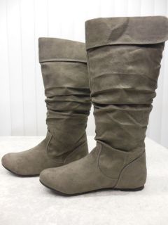 Candies Cat Wister Grey Knee High Slouch Faux Suede Womens Boot Size 