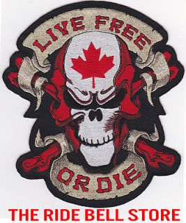 CANADIAN LIVE FREE OR DIE SKULL Motorcycle Vest PATCH