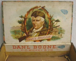 1883 Daniel Boone wooden cigar box Bickel Louisville Ky