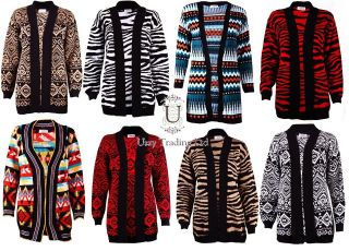   TRIBAL AZTEC LEOPARD ANIMAL MILITARY ARMY SKULL KNITTED CARDIGANS