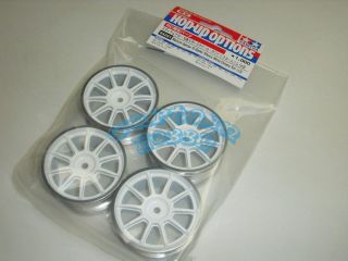 Tamiya 84241 RC Medium Narrow 10 Spoke Wheels White/Chrome Rims (±0)