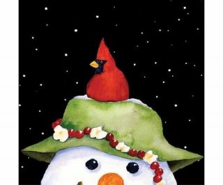 NEW SET OF 20 CARDINAL SNOWMAN PAPER COCKTAIL NAPKINS 5 IN. SQUARE 
