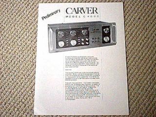 Carver C 4000 pre amplifier brochure catalogue