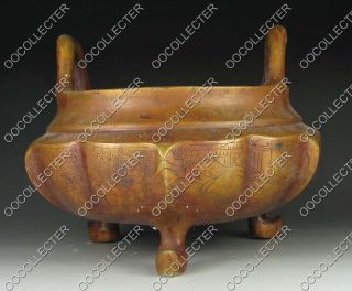 Asian old Chinese copper hand craved man design incense burner