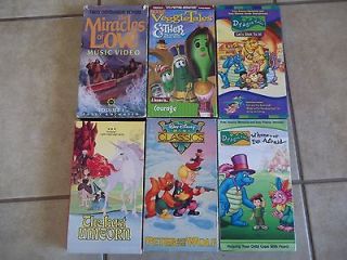 LOT 6 VHS~Veggie Tales~Esther~DRAGON TALES~Miracles of Love~Peter and 