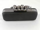 Black Skull Clutch Knuckle Duster Faux SnakeSkin Four Ring Evening 