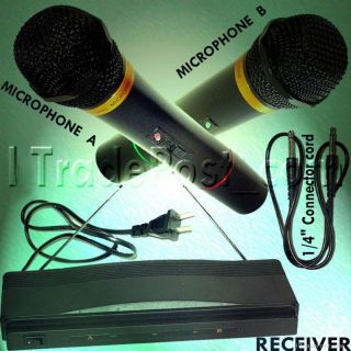 NIB 2 wireless cordless 2 channel radio FM DJ Microphone,Fre​e 