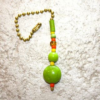 Lime Green glass beads decorative Ceiling Fan Light Lamp Pull Chain