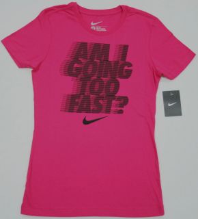 Nike AM I GOING TOO FAST? Womens Medium Yoga Crossfit Running Pink T 