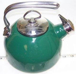 Vintage Chantal Teapot/Kettle Enamel Ware Green And Chrome